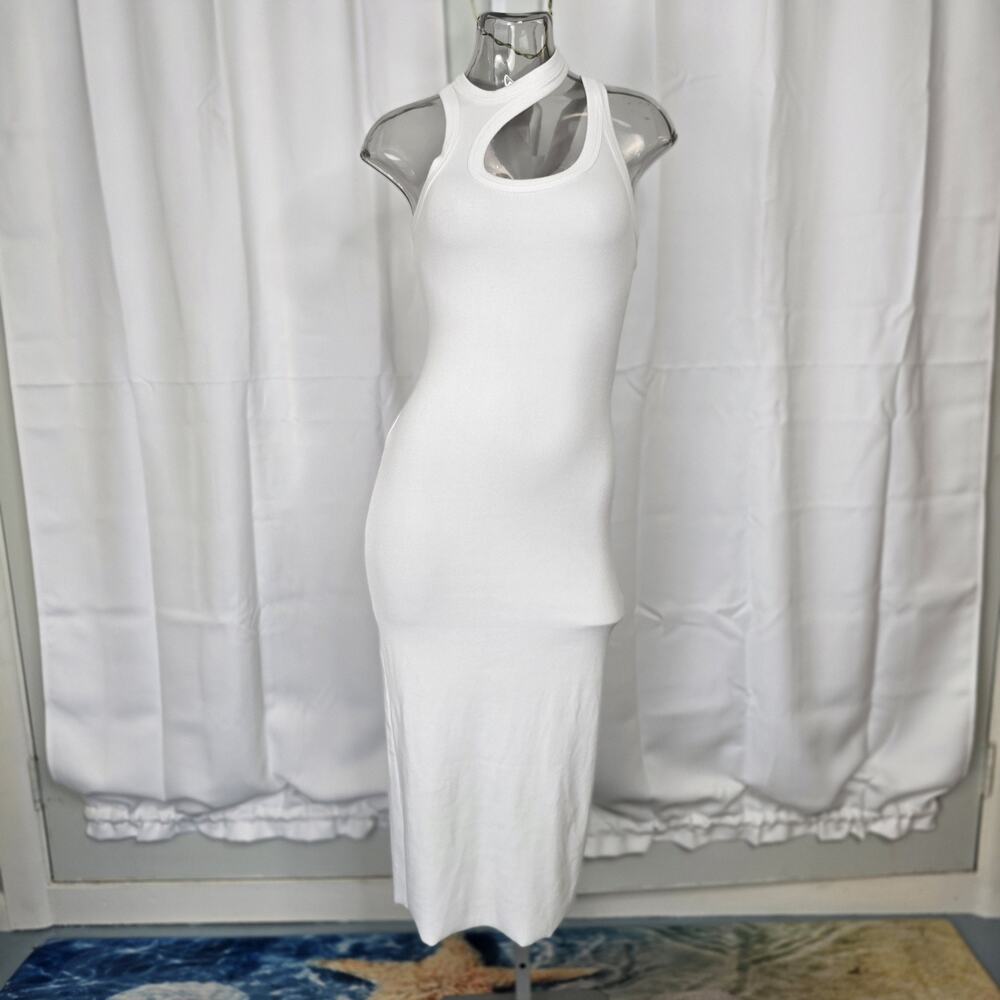 NWT Cotton Citizen Verona Asymmetrical Ribbed Mini Dress White Size S